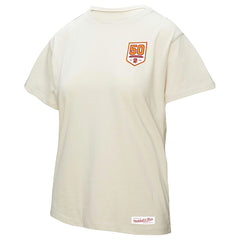 Tampa Bay Buccaneers Women's 50th Season Pirate Oversized Boyfriend T-Shirt - Cream - Mitchell & Ness