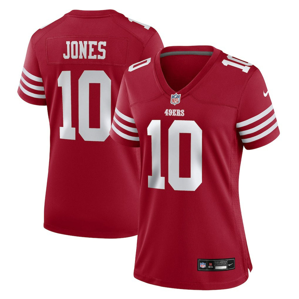 Mac Jones San Francisco 49ers Women's Team Game Jersey - Scarlet - Nike