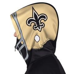 New Orleans Saints Pro Player Helmet Full-Zip Hooded Track Jacket - Black/Gold - NFL