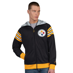 Pittsburgh Steelers Pro Player Helmet Full-Zip Hooded Track Jacket - Black/Gold - NFL