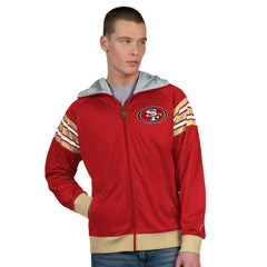 San Francisco 49ers Pro Player Helmet Full-Zip Hooded Track Jacket - Scarlet/Gold - NFL