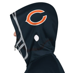Chicago Bears Pro Player Helmet Full-Zip Hooded Track Jacket - Navy/Orange - NFL