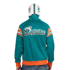 Miami Dolphins Pro Player Retro Helmet Full-Zip Hooded Track Jacket - Aqua/Coral - NFL