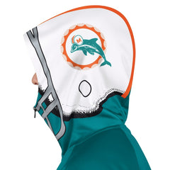 Miami Dolphins Pro Player Retro Helmet Full-Zip Hooded Track Jacket - Aqua/Coral - NFL