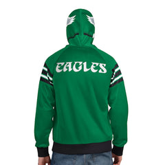 Philadelphia Eagles Pro Player Retro Helmet Full-Zip Hooded Track Jacket - Kelly Green/Black - NFL