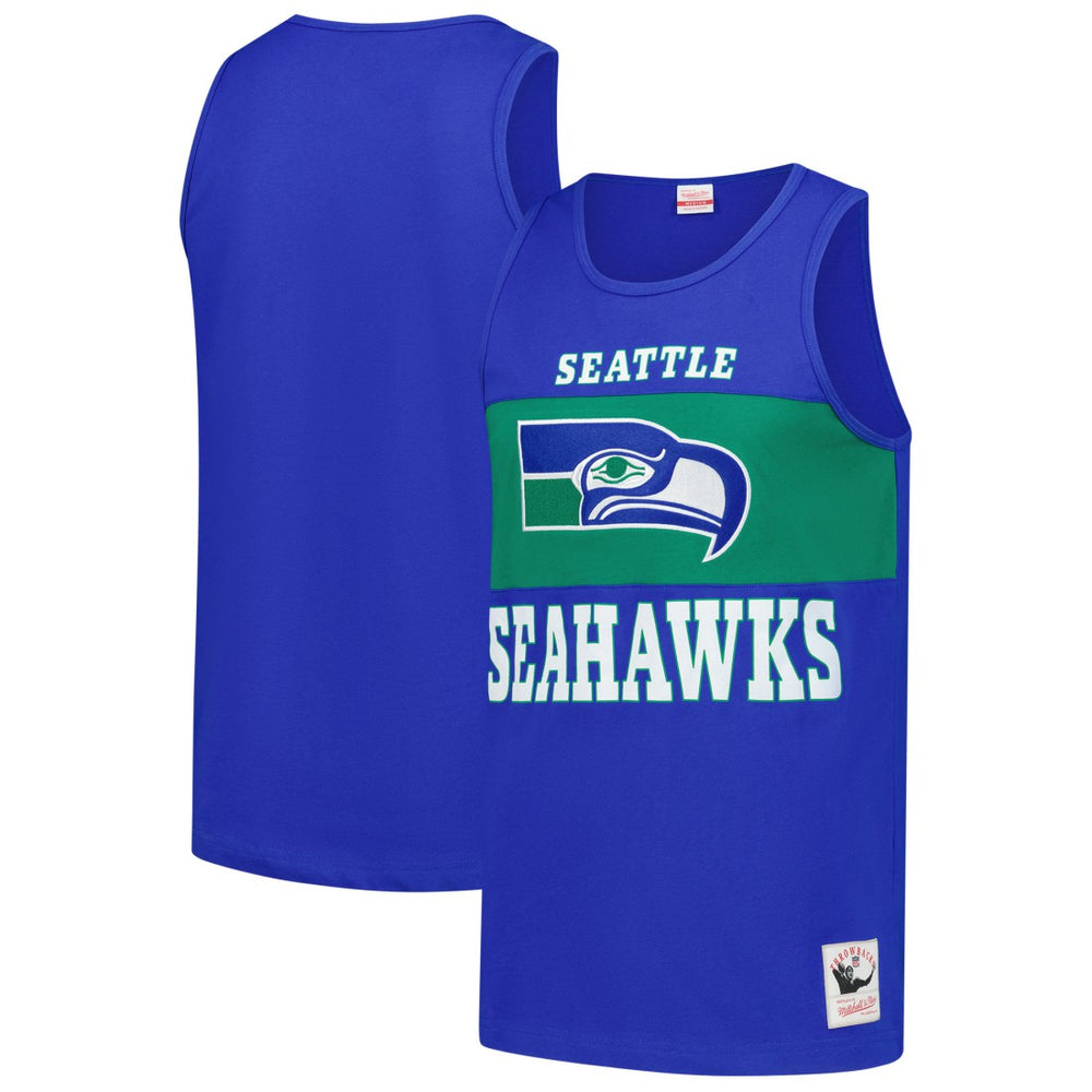 Seattle Seahawks Retro Colorblock Tank Top - Royal - Mitchell & Ness