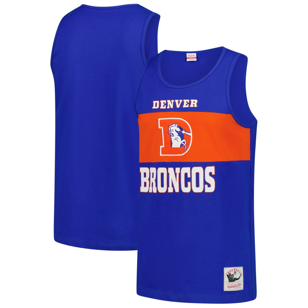 Denver Broncos Retro Colorblock Tank Top - Royal - Mitchell & Ness