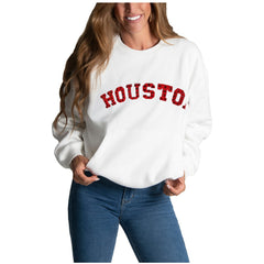 Houston Texans Cuce Women's Chenille Jeweled Sweatshirt - White - NFL