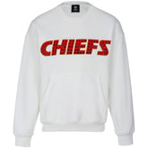 Kansas City Chiefs Cuce Women's Chenille Jeweled Sweatshirt - White - NFL