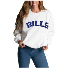 Buffalo Bills Cuce Women's Chenille Jeweled Sweatshirt - White - NFL