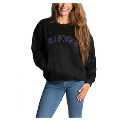 Baltimore Ravens Cuce Women's Chenille Jeweled Sweatshirt - Black - NFL