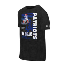 New England Patriots New Era Retro Logo Enzyme Washed Oversized T-Shirt - Black - NFL