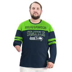 Seattle Seahawks G-III Sports by Carl Banks Adaptive Outlast Long Sleeve T-Shirt - College Navy/Neon Green - NFL