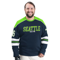 Seattle Seahawks G-III Sports by Carl Banks Adaptive Lord Stanley Crewneck Sweatshirt - College Navy - NFL