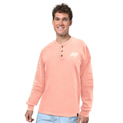 Tampa Bay Buccaneers Margaritaville Five O'Clock Henley Long Sleeve T-Shirt - Coral - NFL