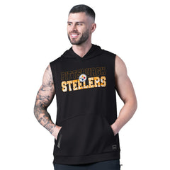 Pittsburgh Steelers MSX by Michael Strahan Tri-Blend Rebound Sleeveless Hoodie - Black - NFL