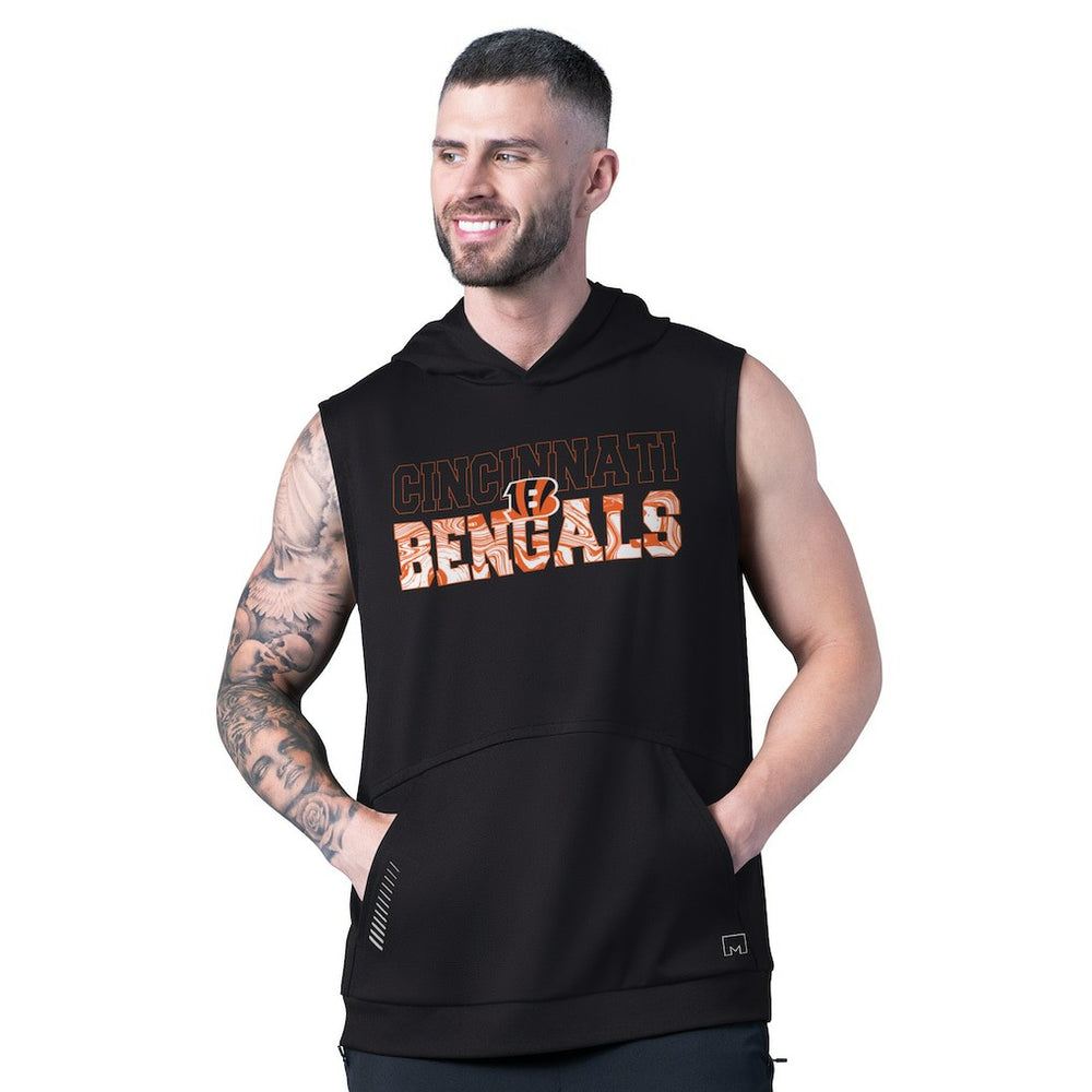 Cincinnati Bengals MSX by Michael Strahan Tri-Blend Rebound Sleeveless Hoodie - Black - NFL