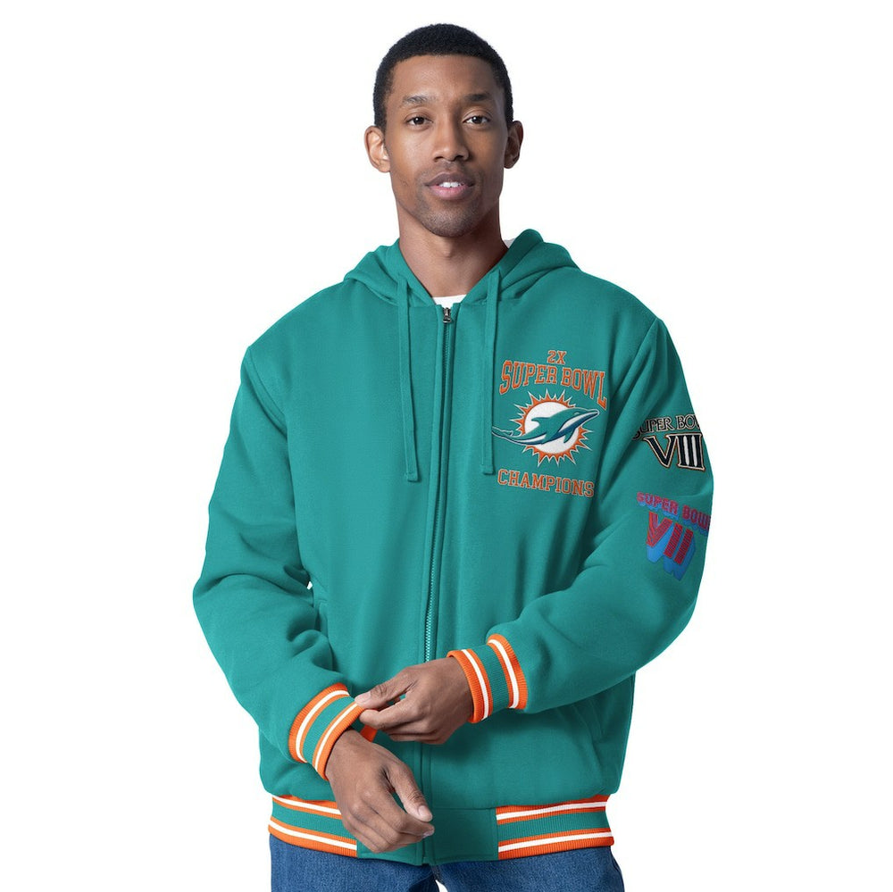 Miami Dolphins G-III Sports by Carl Banks Power Forward Commemorative Full-Zip Hooded Jacket - Aqua - NFL