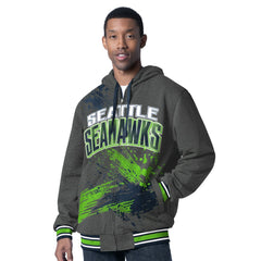 Seattle Seahawks G-III Sports by Carl Banks Dual Threat Reversable Full-Zip Hooded Jacket - College Navy/Charcoal - NFL