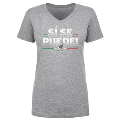 Mexico National Team 500 Level Women's Si Se Puede V-Neck T-Shirt Heather Gray
