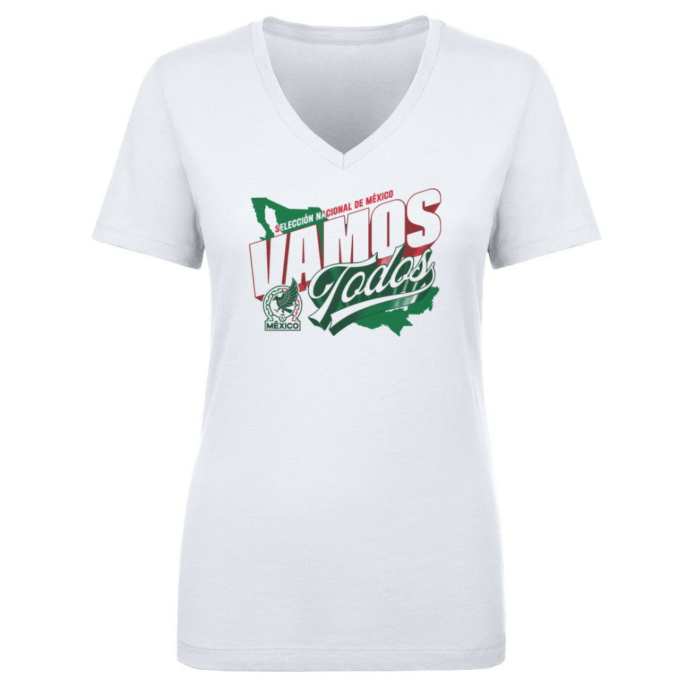 Mexico National Team 500 Level Women's Vamos Todos Country V-Neck T-Shirt White