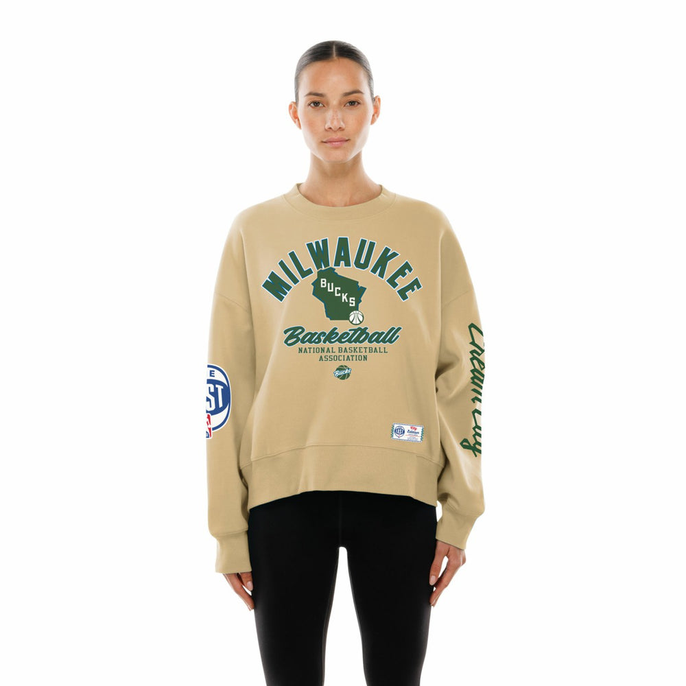 New Era Milwaukee Bucks Women's 2025/26 City Edition Sweatshirt Tan