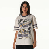 Baltimore Ravens The Wild Collective Women's Vintage Drop Shoulder Oversized Boyfriend T-Shirt - Cream - NFL