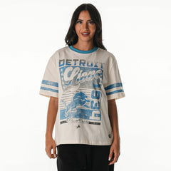 Detroit Lions The Wild Collective Women's Vintage Drop Shoulder Oversized Boyfriend T-Shirt - Cream - NFL