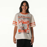 Cleveland Browns The Wild Collective Women's Vintage Drop Shoulder Oversized Boyfriend T-Shirt - Cream - NFL