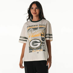 Green Bay Packers The Wild Collective Women's Vintage Drop Shoulder Oversized Boyfriend T-Shirt - Cream - NFL