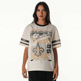 New Orleans Saints The Wild Collective Women's Vintage Drop Shoulder Oversized Boyfriend T-Shirt - Cream - NFL