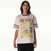 Minnesota Vikings The Wild Collective Women's Vintage Drop Shoulder Oversized Boyfriend T-Shirt - Cream - NFL