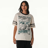 Philadelphia Eagles The Wild Collective Women's Vintage Drop Shoulder Oversized Boyfriend T-Shirt - Cream - NFL