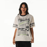 Seattle Seahawks The Wild Collective Women's Vintage Drop Shoulder Oversized Boyfriend T-Shirt - Cream - NFL