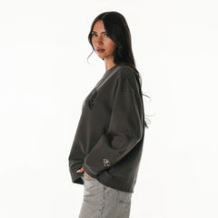 Baltimore Ravens The Wild Collective Women's Rock Crystal Oversized Crewneck Sweatshirt - Charcoal - NFL