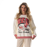 Kansas City Chiefs The Wild Collective Women's Oversized Vintage French Terry Sweatshirt - Cream - NFL