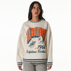 Miami Dolphins The Wild Collective Women's Oversized Vintage French Terry Sweatshirt - Cream - NFL