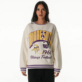 Minnesota Vikings The Wild Collective Women's Oversized Vintage French Terry Sweatshirt - Cream - NFL