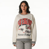 New England Patriots The Wild Collective Women's Oversized Vintage French Terry Sweatshirt - Cream - NFL