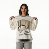 New Orleans Saints The Wild Collective Women's Oversized Vintage French Terry Sweatshirt - Cream - NFL