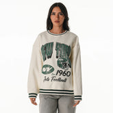 New York Jets The Wild Collective Women's Oversized Vintage French Terry Sweatshirt - Cream - NFL
