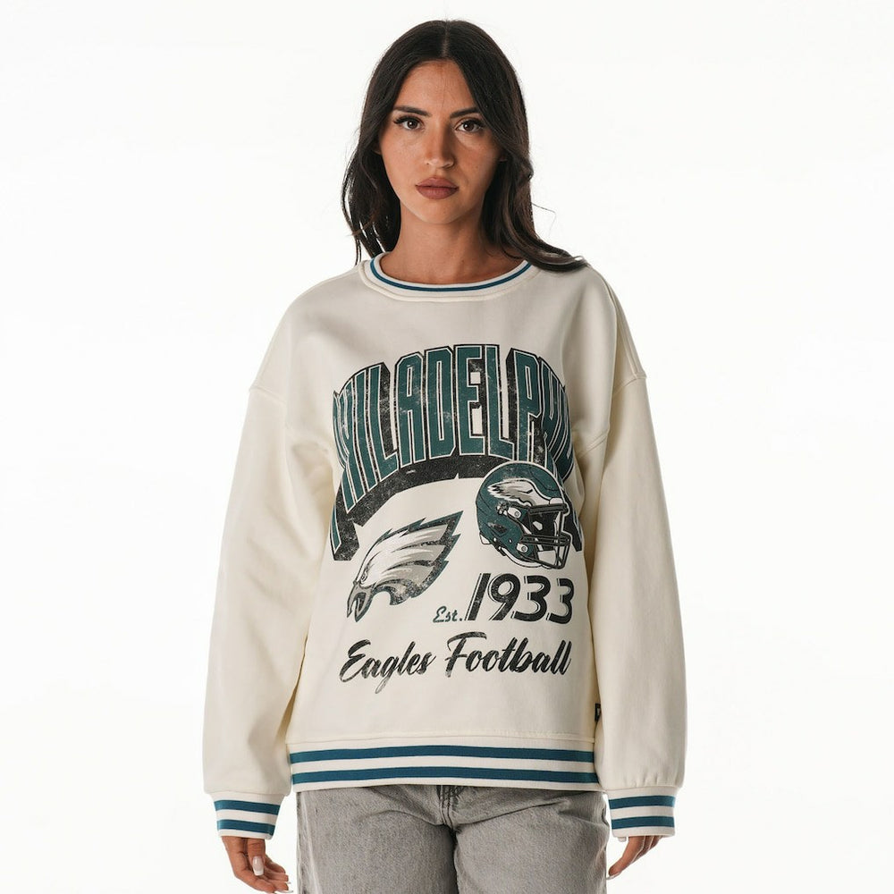 Philadelphia Eagles The Wild Collective Women's Oversized Vintage French Terry Sweatshirt - Cream - NFL