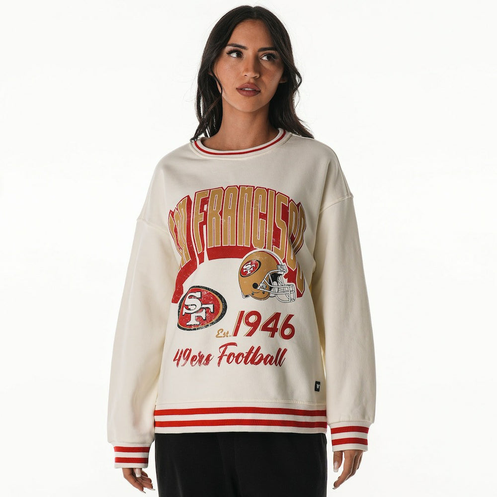 San Francisco 49ers The Wild Collective Women's Oversized Vintage French Terry Sweatshirt - Cream - NFL