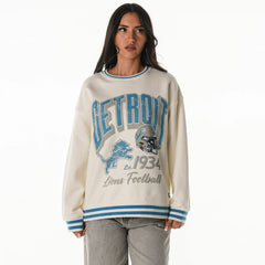Detroit Lions The Wild Collective Women's Oversized Vintage French Terry Sweatshirt - Cream - NFL