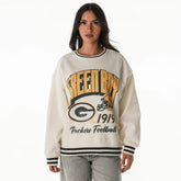 Green Bay Packers The Wild Collective Women's Oversized Vintage French Terry Sweatshirt - Cream - NFL