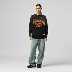 Washington Commanders Women's Delineate Mineral Wash Crewneck Sweatshirt - Black - Mitchell & Ness