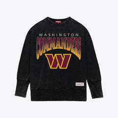 Washington Commanders Women's Delineate Mineral Wash Crewneck Sweatshirt - Black - Mitchell & Ness