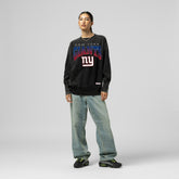New York Giants Women's Delineate Mineral Wash Crewneck Sweatshirt - Black - Mitchell & Ness