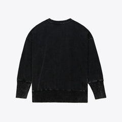San Francisco 49ers Women's Delineate Mineral Wash Crewneck Sweatshirt - Black - Mitchell & Ness