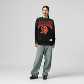 Tampa Bay Buccaneers Women's Delineate Mineral Wash Crewneck Sweatshirt - Black - Mitchell & Ness